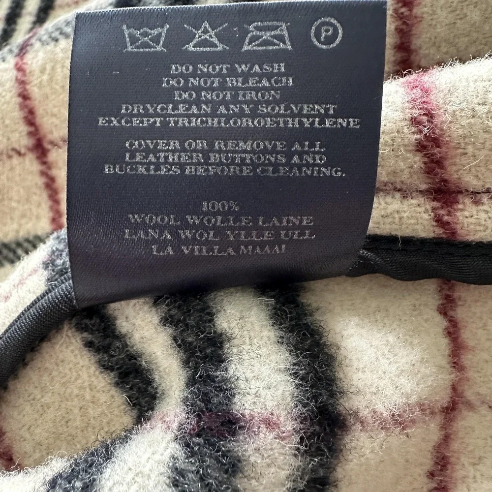 Vintage Burberry London Duffle Coat UK 10 Black Wool Hooded Toggle Nova Check 99 - Picture 15 of 16